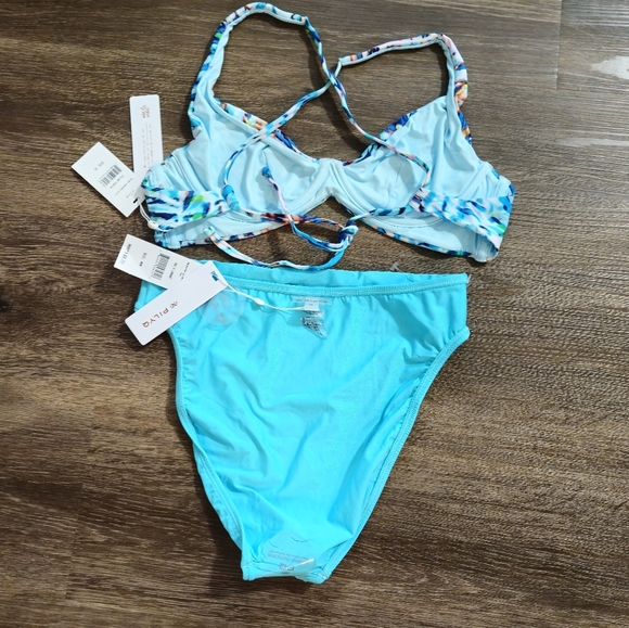 PilyQ Blue Bikini Swimsuit Set NWT sz M - Picture 7 of 13